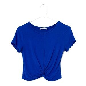 Gaze Blue Twist-Front Women’s Crop Top